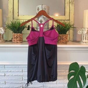 Fabletics Norwalk Navy & Purple Racerback Active Tank with Sports Bra Size Small